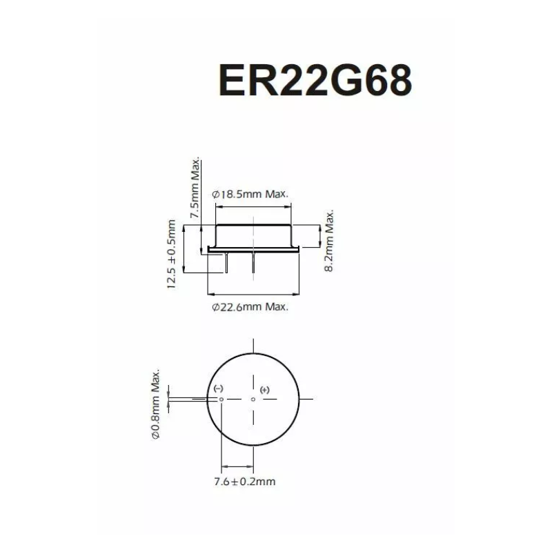 EVE ER22G68 Lithium Batterie 3,6V 400mAh für Tadiran SL-340/P, SL-84/P, TL-5186